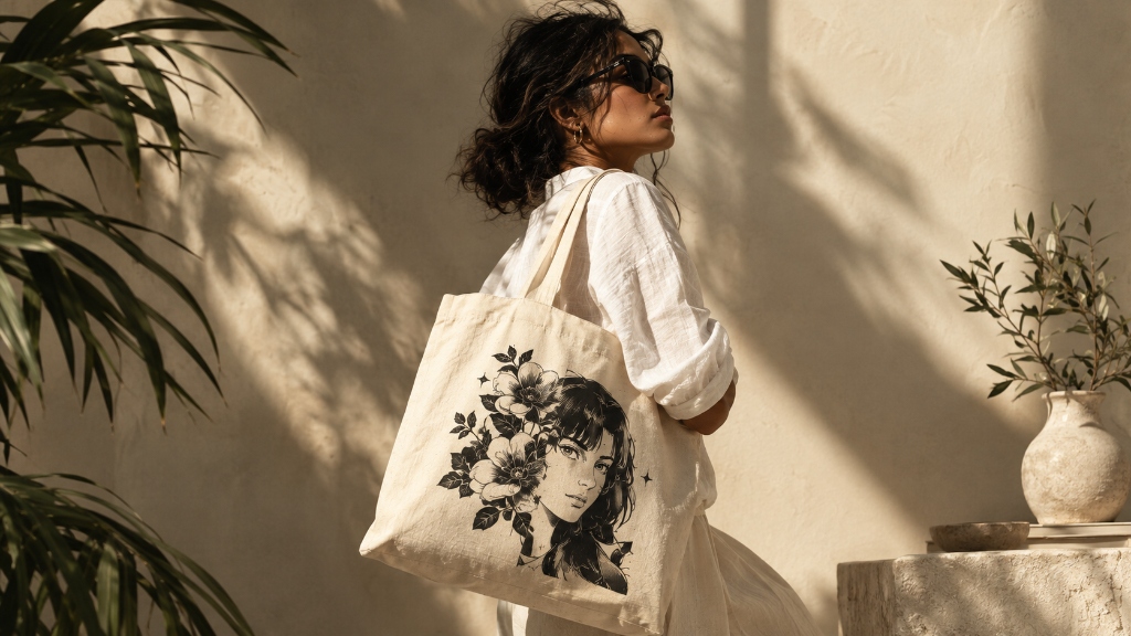 Canvas tote bag movement and natural drape