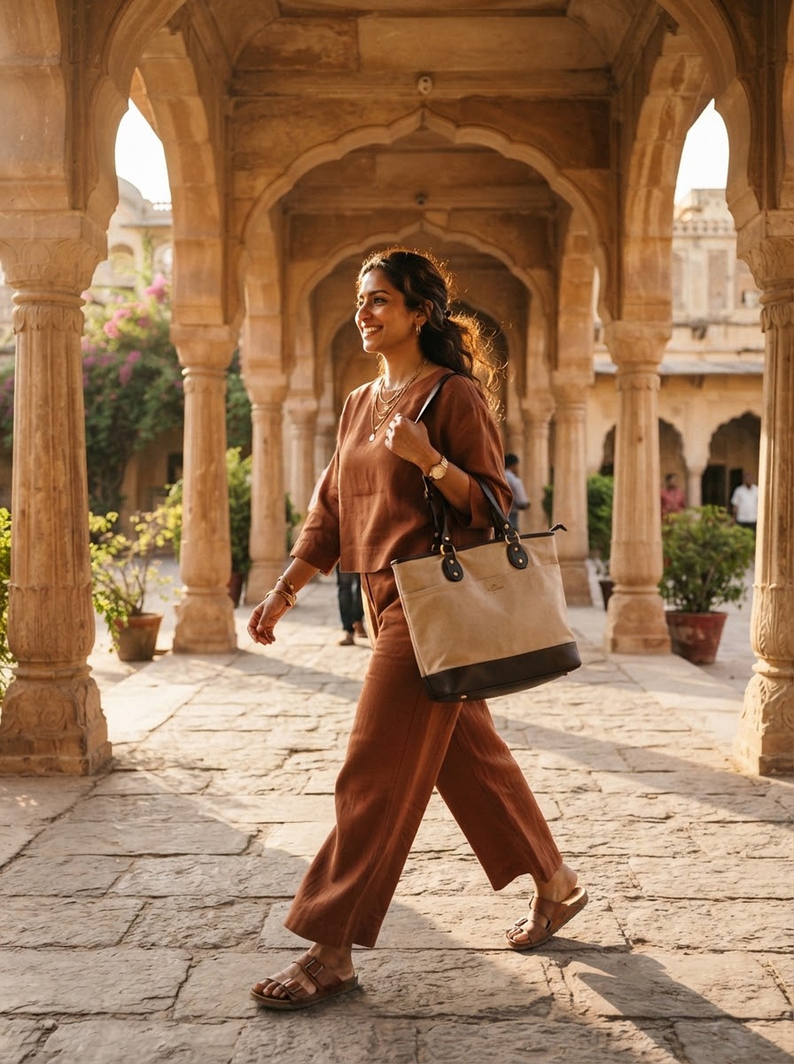 Woman carrying the Bazzaro canvas everyday tote